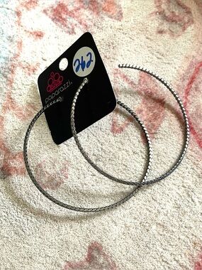 Paparazzi Textured Silver Hoops